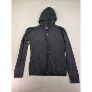 Luigi‎ Bertolli Sweater Womens Medium Black Long Sleeve Full Zip Hooded Cardigan
